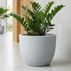 Vaso Bojo Escovado M em Polietileno com Prato 34x23x26 Para Plantas