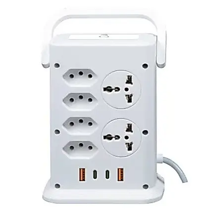 Filtro de Linha Torre Extensão 12 Tomadas 2 Universal 4 Usb Botão ON/OFF Cabo 2M Bivolt