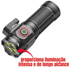 Lanterna Tática Manual Potente Recarregável Com Imã