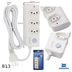 Filtro de Linha Extensão Régua Energia Elétrica 3 Tomadas Cabo 2M B13