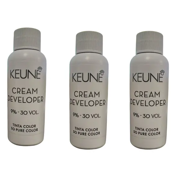 Kit 3 Cream Developer Ox 30 Vol 60ml Color & So Pure Keune