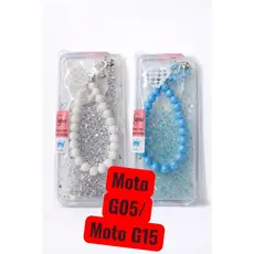 ✨ Capa  capinha glitter Premium para Moto G05/ G15 com Alça de Mão – Antichoque Transparente Brilho Luxo Feminina ✨