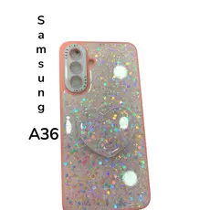 Capa Glitter Holográfica com Coração 3D para Samsung Galaxy A36 – Antichoque Luxo