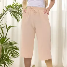 Calça Feminina Pantacourt Cintura Com Elastica e Bolsos！！！