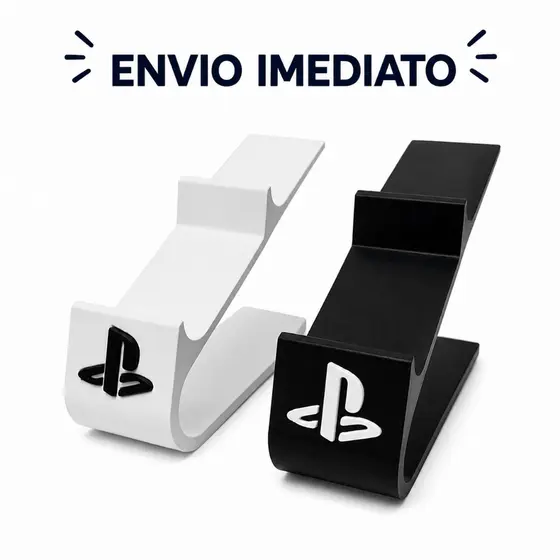 Suporte Para 2 Controles PS5/PS4  Branco e Preto Base Compacta Em Alto Relevo Decoração Gamer