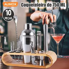Kit Caipirinha Bartender Inox Coqueteleira 10 peças 750ml - Barman Profissional