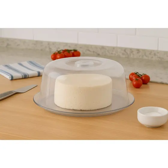 Queijeira Vidro Com Tampa Plástica 24cm Porta Queijo Fresco Minas Queijeira Gourmet Frios Geladeira