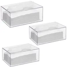 Kit 3 Caixa Porta Lenços Papel Touca Luva ou Papel Interfolhas Dispenser Interfolhado Transparente
