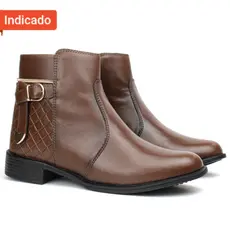 Bota Coturno Feminino Saltinho Baixo Cano Curto sem Cadarço com Ziper Botinha Stella