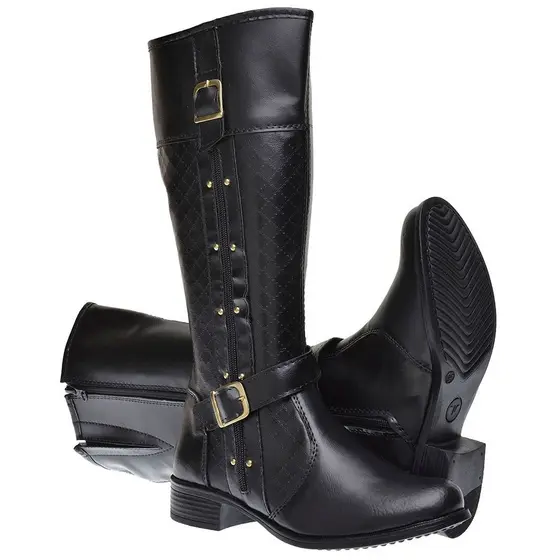 Bota Montaria Feminina Cano Alto Preta Super Top Promoção Imperdível