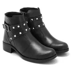 Coturno Feminino com  tiras com spike no couro sintético