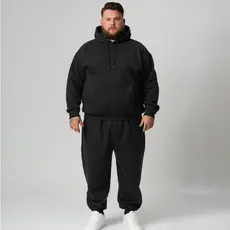 Conjunto Moletom Com Capuz e Calça Moletom Slim Plus Size Masculino Liso Básico