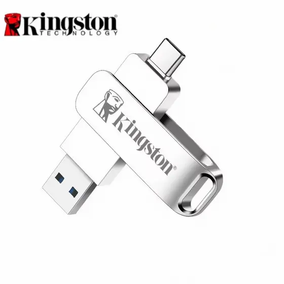 Kingston Rotary OTG 2 Em 1 Driver De Metal 8GB 16GB 32GB 64GB 128GB 2TB Unidade Flash USB Multifuncional Portátil