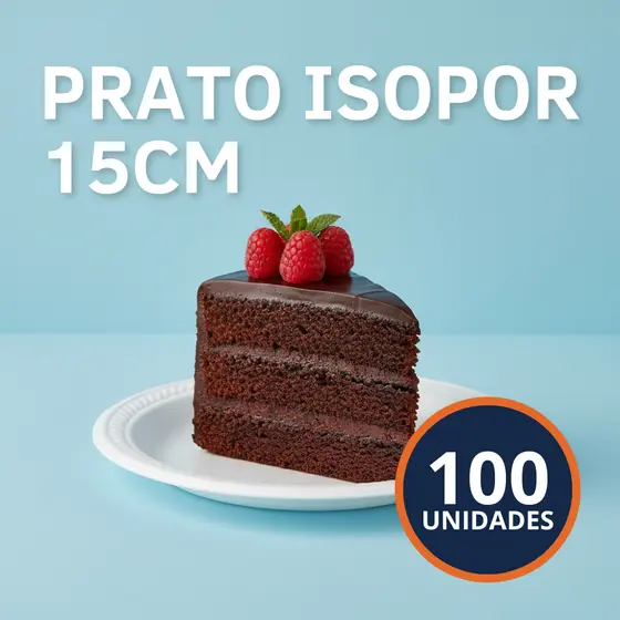 Kit Prato Raso de Isopor 15cm Térmico Descartável Para Pedaço de Bolo/Torta/Doce/Sobremesa