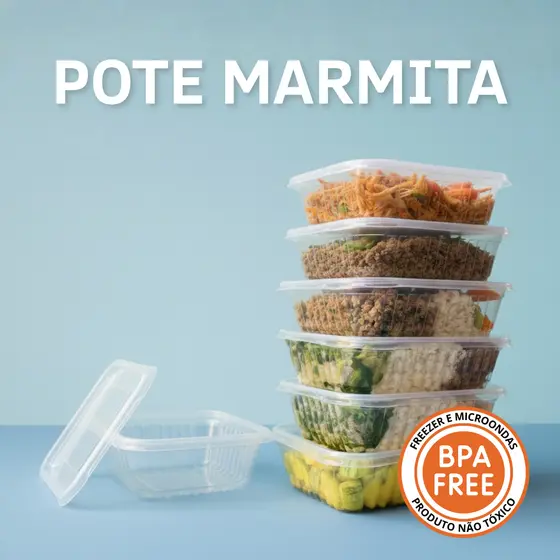 Pote Marmita Descartável 500/700ml Ultra (75/150/225un - Retangular) Transparente Promoção