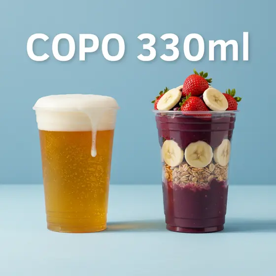 50/100/300 Copos 330ml Chopp Refrigerante Cerveja Drink Vitamina Açaí Copozan Resistente