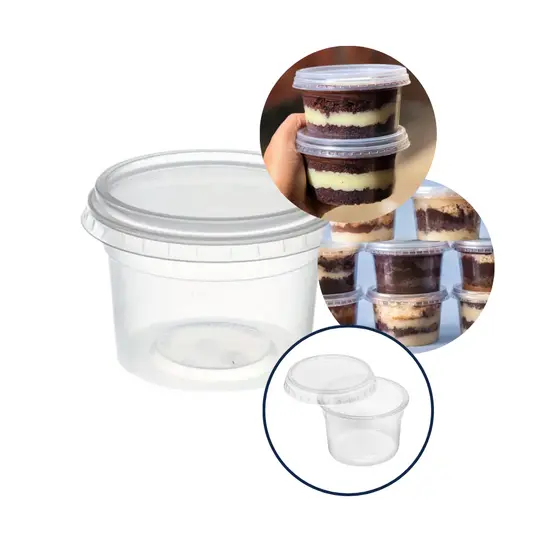 100x Potes de Plástico 140ml Bolo de Pote Sorvete Embalagem Descartável