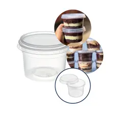 100x Potes de Plástico 140ml Bolo de Pote Sorvete Embalagem Descartável