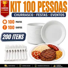 Kit Churrasco/Festa Descartável 100x Prato de Isopor + 100x Garfo Ultra Resistente Oferta