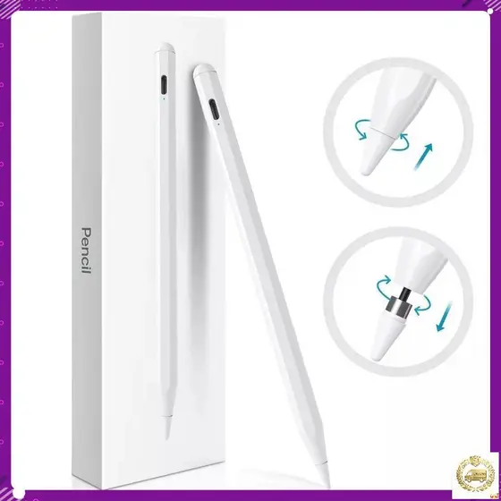 Caneta Touch para iPad, Palm Rejection, Carga USB-C, Fixação Magnética, Compatível (Pro/Air/Mini)