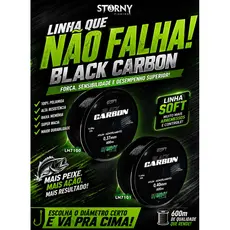 Linha para pesca black Carbon SOFT 0,37mm com 600 metros (LINHA COM TECNOLOGIA JAPONESA) boa para arremessos longos.