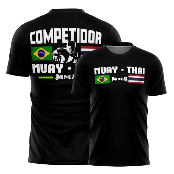Camiseta Muay Thai Brasil Dry Fit Malha Fria MMA Academia Treino Lutador Tecido Respirável
