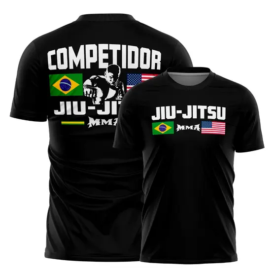 Camiseta Jiu Jitsu Brasil Dry Fit Malha Fria MMA Academia Treino Tecido Respirável