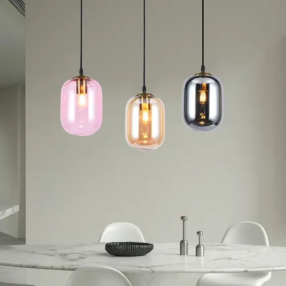 iluminação decorativa Pendente Glass Champagne Elegante Vidro Soprado E27 Sem Lâmpada