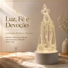 Luminária 3d Nossa Senhora Led Acrílico 3 Cores Abajur