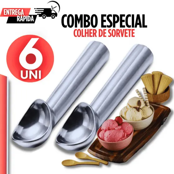 Pegador de Sorvete 6 unidades Profissional Alumínio Fundido Para Sorveteria e Cozinha