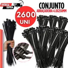 Jogo 2600 Abraçadeiras Nylon Preta Enforca Gato 250mm x 4,8mm Utilidades Multifuncional