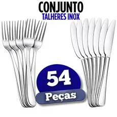 Talheres Inox Garfo e Faca Aço Inox - Kit Com 54, 24 e 12 UN Refeição Jantares Almocos Cozinha Restaurante bistro