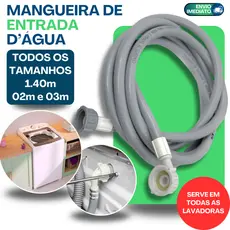 MANGUEIRA DE ENTRADA ÁGUA UNIVERSAL MÁQUINA DE LAVAR 1.20m a 3m KIT ENTRADA AGUA LAVADORAS E MAQUINA