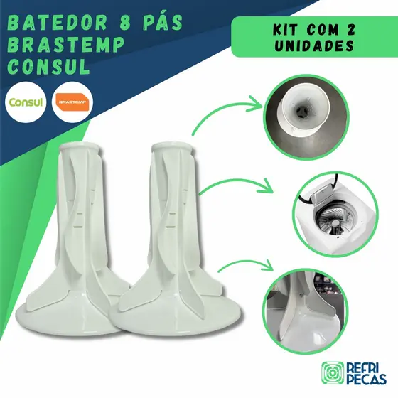 KIT AGITADOR BATEDOR 8 BLADES 8 PÁS P/ LAVADORA BRASTEMP/CONSUL MÁQUINA DE LAVAR