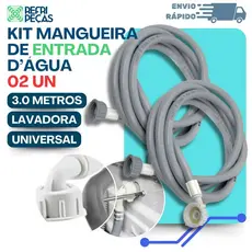 KIT MANGUEIRA DE ENTRADA ÁGUA 3M-2UN UNIVERSAL MÁQUINA DE LAVAR KIT ENTRADA AGUA LAVADORAS E MAQUINA
