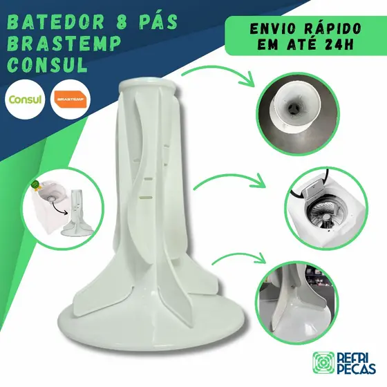 AGITADOR BATEDOR 8 BLADES 8 PÁS COMPATÍVEL LAVADORA BRASTEMP CONSUL MAQUINA DE LAVAR W10882241 W10669206