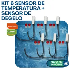 KIT 06 SENSOR 2,7k UNIVERSAL GELADEIRA BRASTEMP CONSUL PARALELO TEMPERATURA DEGELO CAMPO OHM BIVOLT