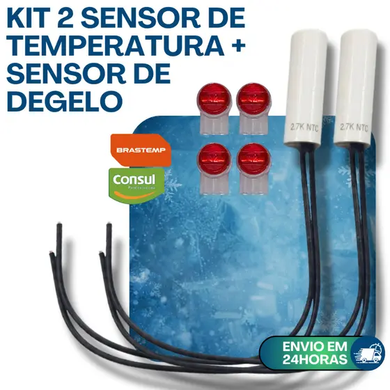 KIT 2 SENSOR 2,7k UNIVERSAL GELADEIRA BRASTEMP CONSUL PARALELO  TEMPERATURA DEGELO CAMPO OHMS BIVOLT