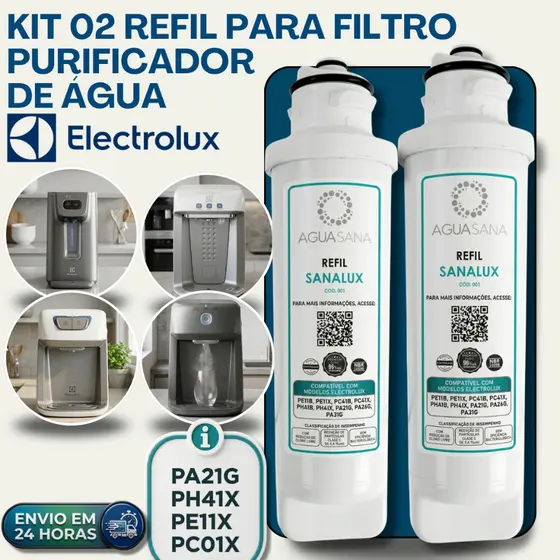 Kit 02 Un Refil Purificador Electrolux Acqua Pure Compatível Filtro PA21G PA31G PA26G PE11X PE11B