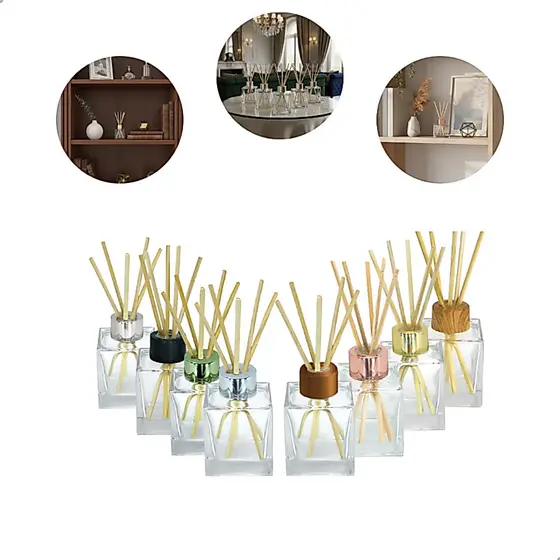 10 Vidro Aromatizador Cubo 100ml Tampa Luxo + Varetas