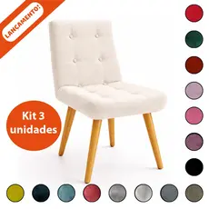 Kit 3 Cadeira Poltrona Sala Escritório Eames Pé Palito Suede Aninha Poltronas