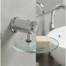 Saboneteira Luxo Com Vidro Incolor 8mm P/ Banheiro/Lavabo