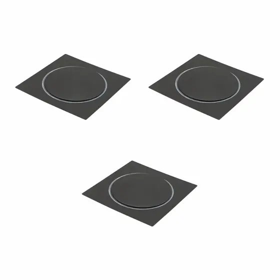 Kit 3 Ralos Click Inteligente Preto Fosco 10x10 cm  P/ Banheiro