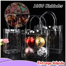 Kit 10/20/30 Unidades Sacos De Presente De PVC Transparentes Reutilizáveis ​​com Alças, Adequados Para Festas