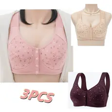 3 Peças De Sutiãs Plus Size Sem Aro Com Fecho Frontal Sutiãs De Maternidade Roupa Frontais Borda De Renda Colete Com