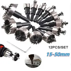 Kit 12 Brocas Serra Copo Furar chapa Metal Aço Ferro 15-50mm jogo ferramentas completo metalurgica
