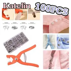 Kit De Prendedor De Pressão 100PCS-Ferramenta E Alicate De Metal Para Reparo De Botões De Roupas
