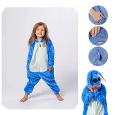 Bonitinho Pijama Macacão Stitch menino Menina Infantil Kigurumi De Pelúcia Com Zíper
