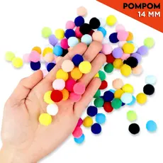Pompom 14mm Poliéster Coloridos C/100 UN | Ideal para Artesanato Decoração e Trabalhos Manuais - MN