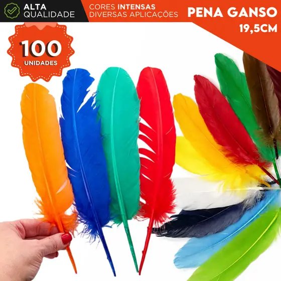 Penas de Ganso Macia - C/100 Unidades - Ideal para Decorativos e Artesanatos - MANIA